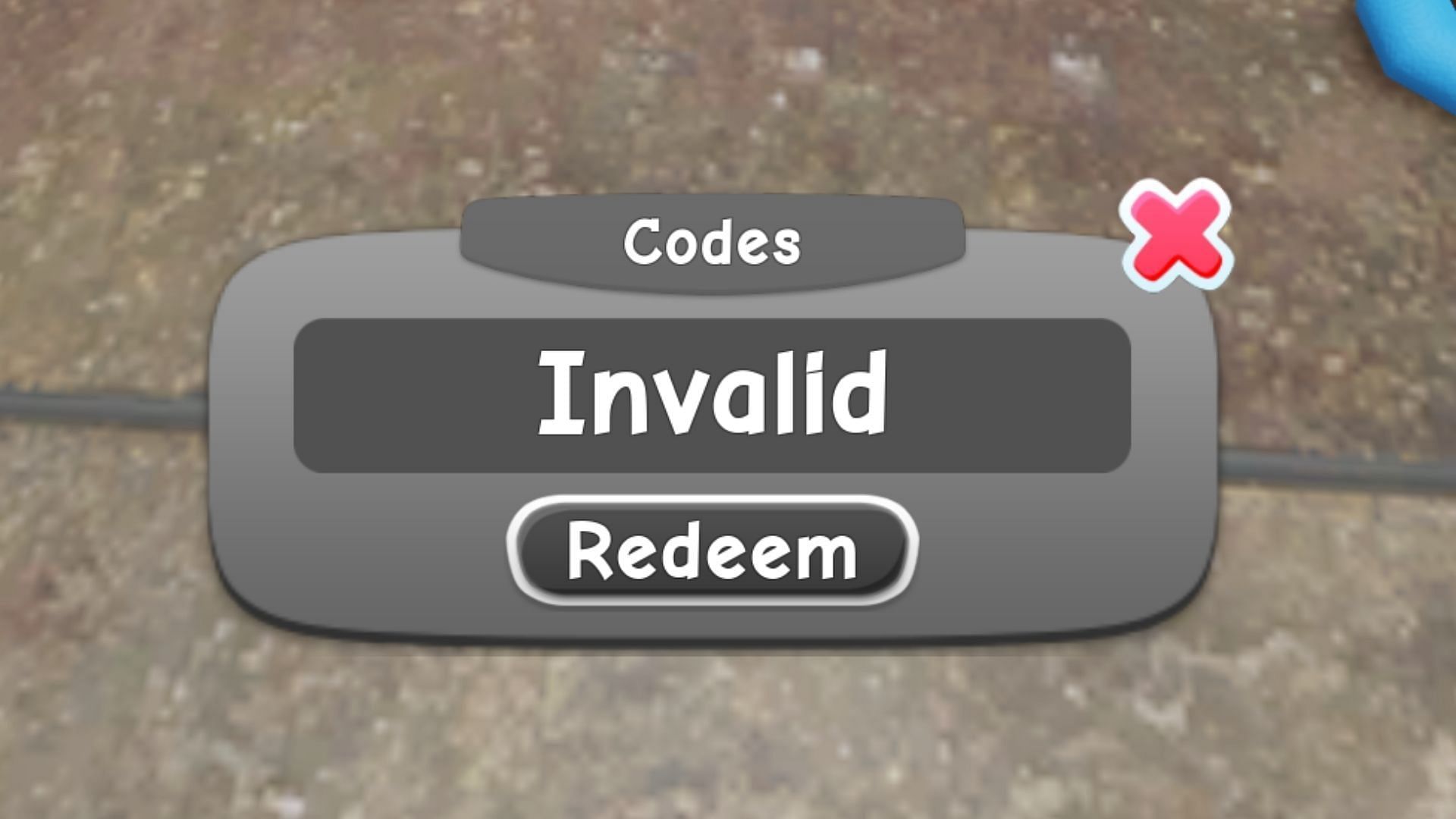 Vacuum Eating Simulator invalid code issue (Image via Roblox)